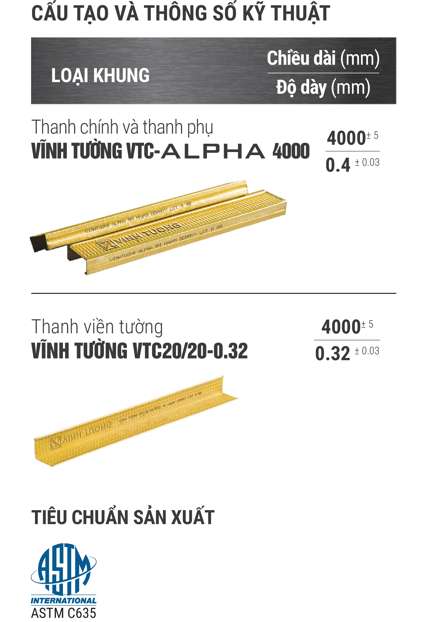 Khung trần chìm Vĩnh Tường ALPHA®