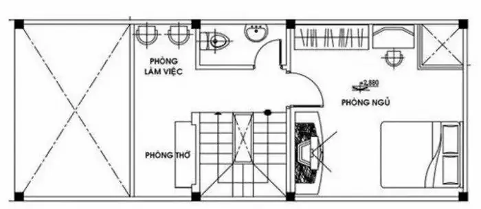 Bản vẽ nhà cấp 4 gác lửng 4x12