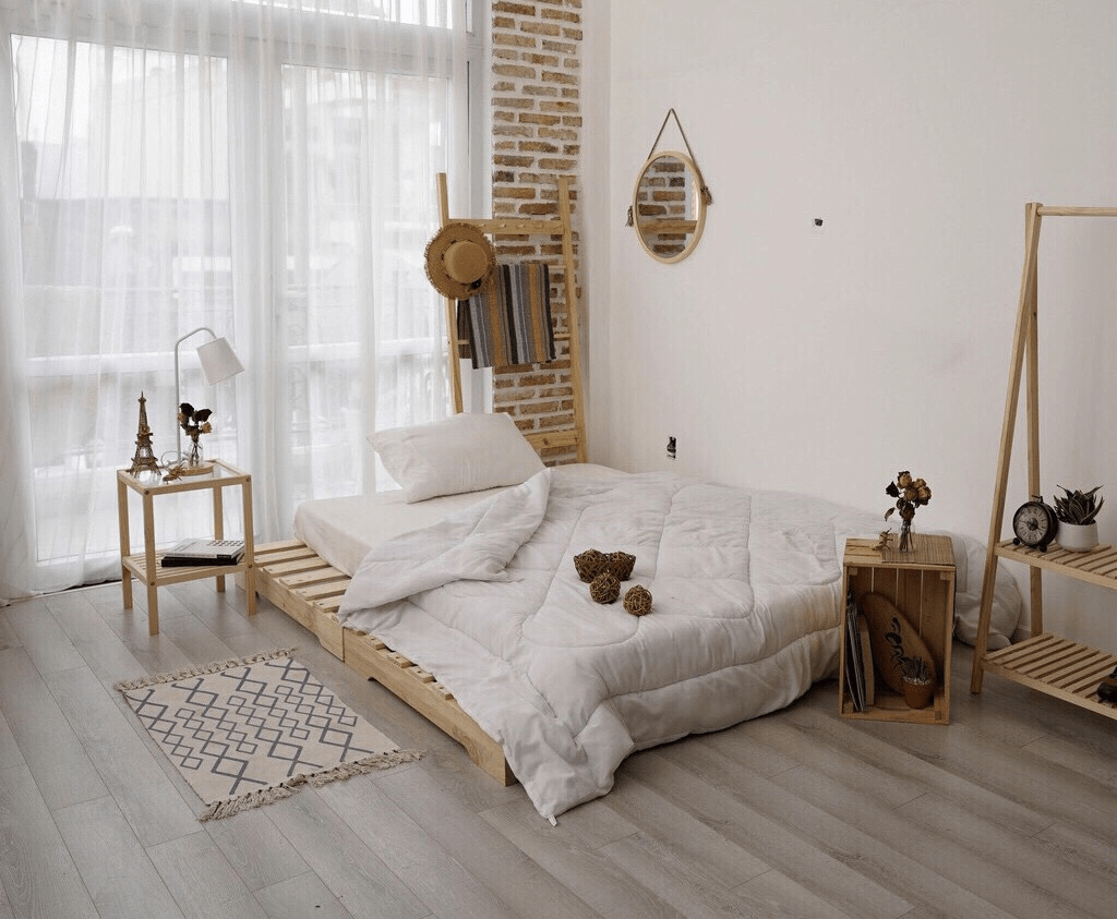 Decor phòng trọ bằng rèm hai lớp sang trọng 