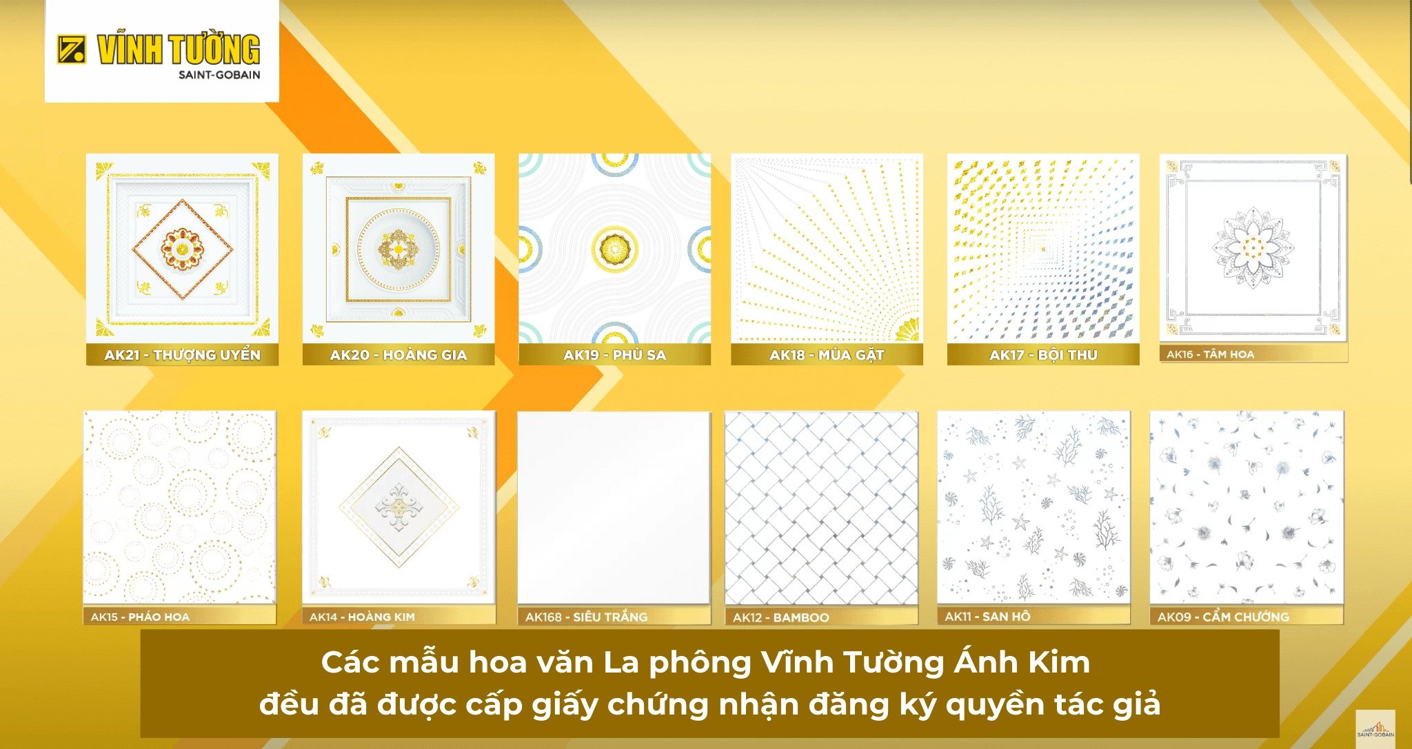 mẫu tấm trần thả Vĩnh Tường ánh kim 60x60