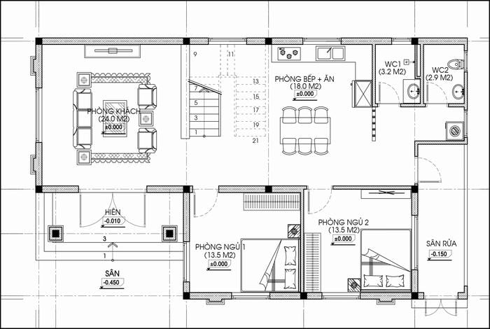 Bản thiết kế nhà vườn cấp 4