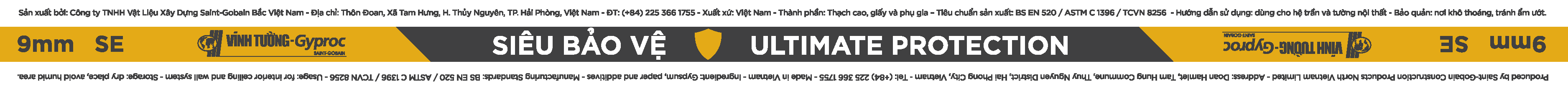 Nhận diện biên tấm mới của Tấm thạch cao VĨNH TƯỜNG-Gyproc Siêu Bảo Vệ: